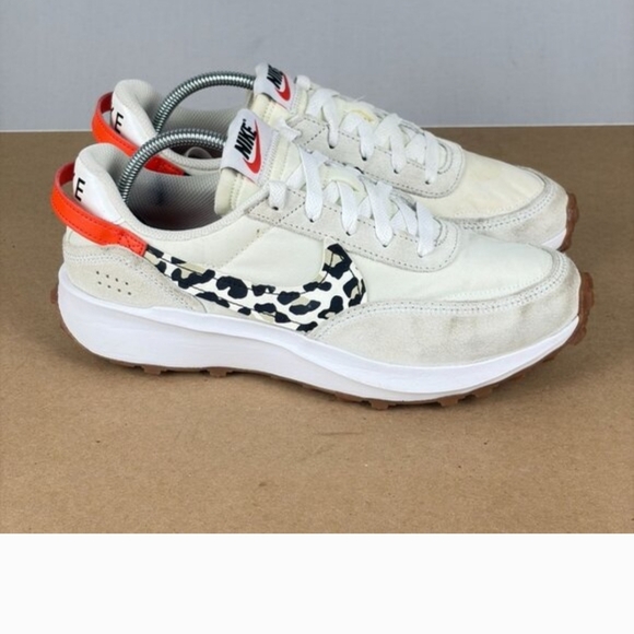 Nike Shoes - Nike Waffle Debut White Leopard Swoosh Athletic Shoes Womens 8.5 Black Orange